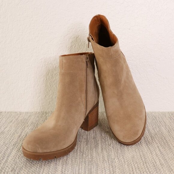 Korks by Kork-Ease Esmerelda Ankle Boots Women’s 10 M Taupe Suede Block Heel Zip - Picture 2 of 16